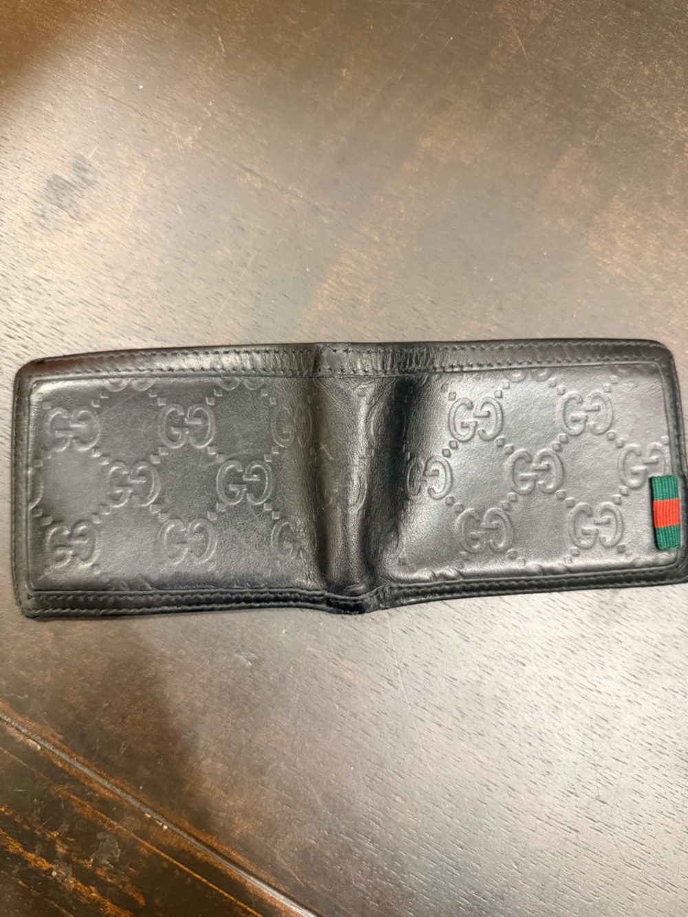 Gucci Black Embossed GG Leather Wallet with Green-Red Web Accent - Picture 3 of 5